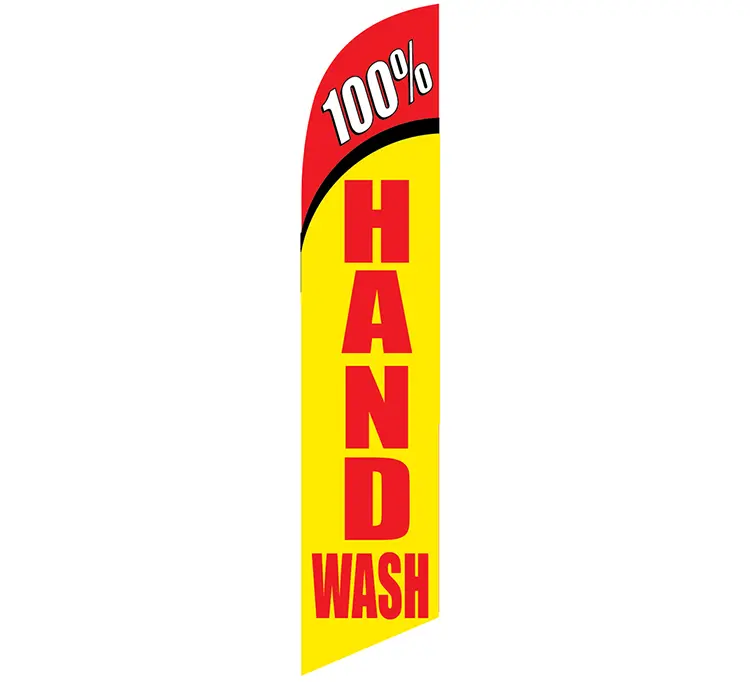 100% Hand Wash Banner Flag