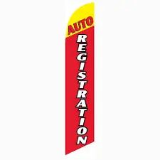 Auto Registration Banner Flag Red