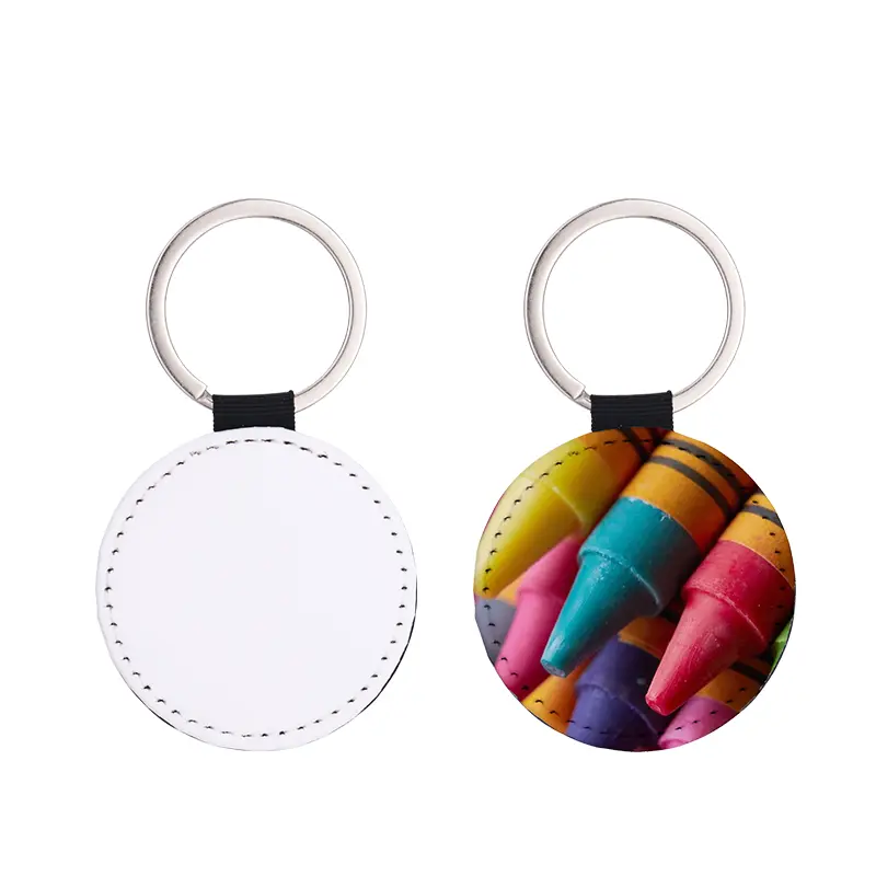 Black PU Leather Keychain Round | Sublimation Blanks
