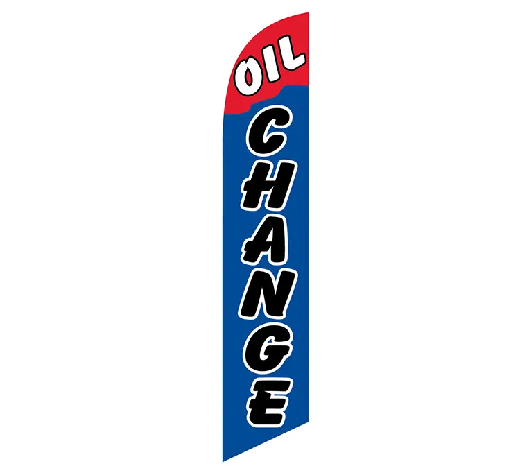 Blue and Red Oil Change Banner Flag