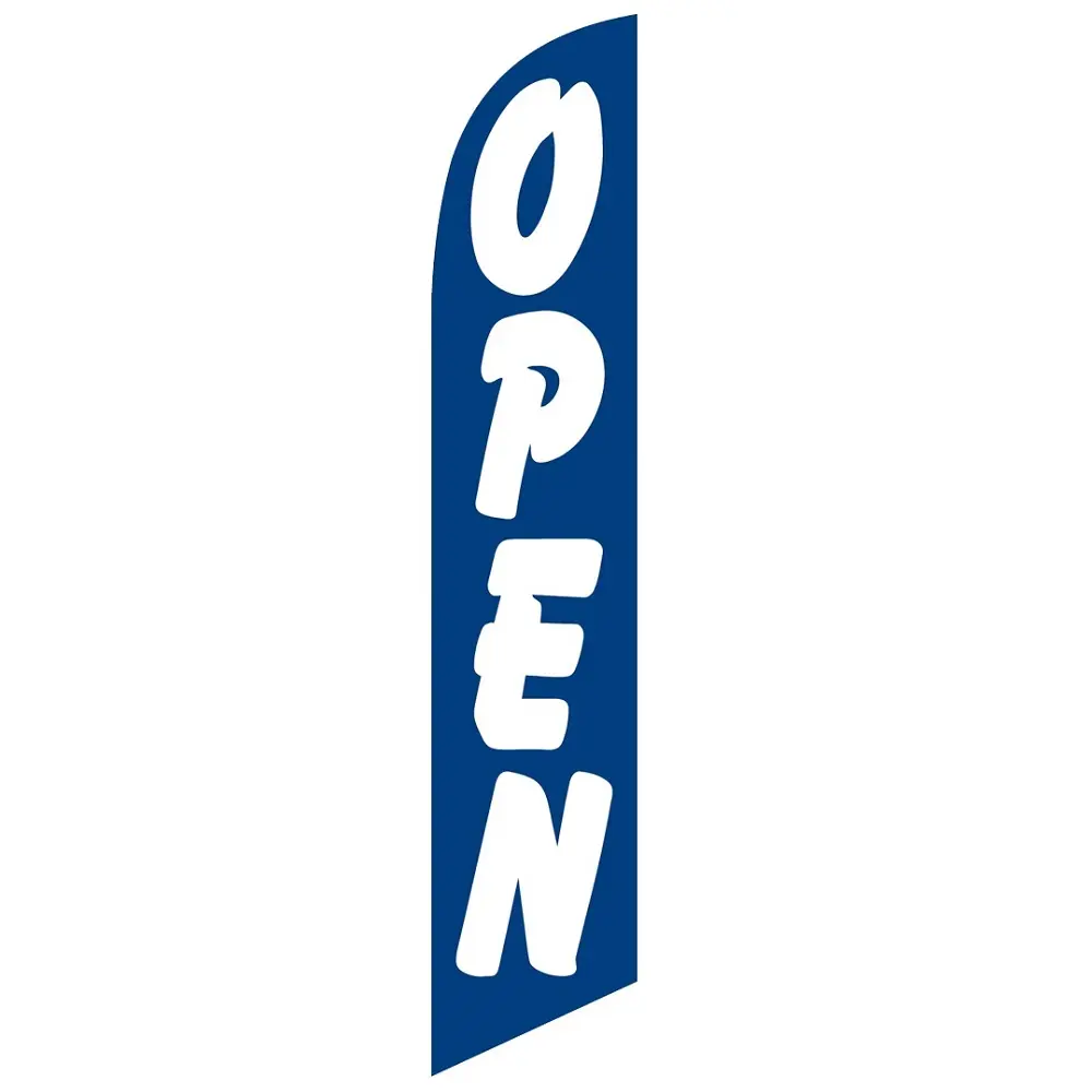 Blue and White Open Banner Flag