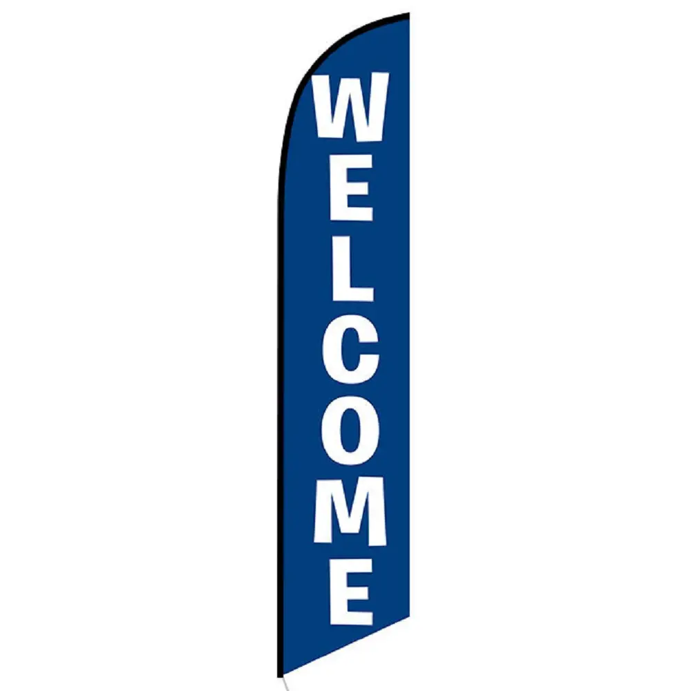 Blue and White Welcome Banner Flag