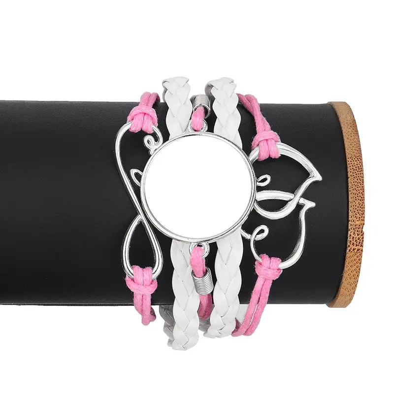 Double Heart Multi-layer Bracelet Pink | Sublimation blanks