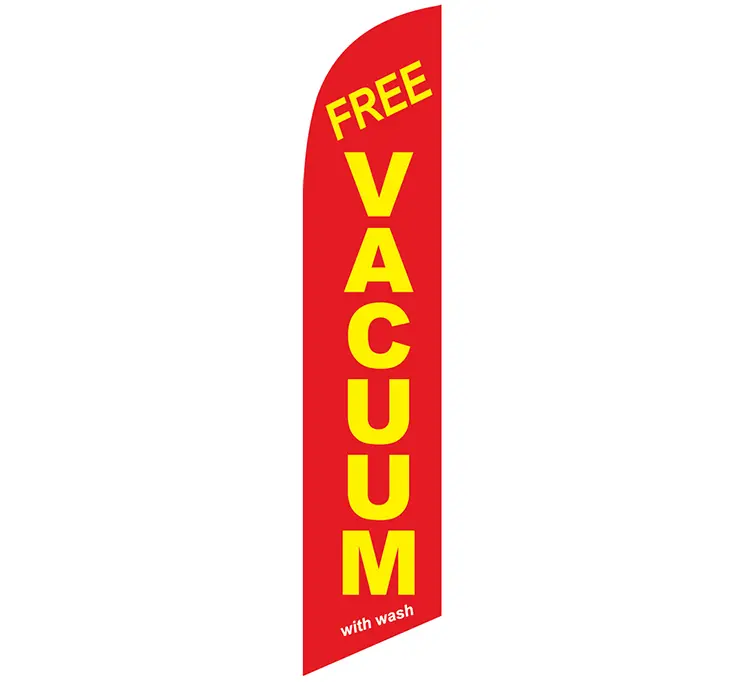 Free Vacuum with Wash Red Banner Flag
