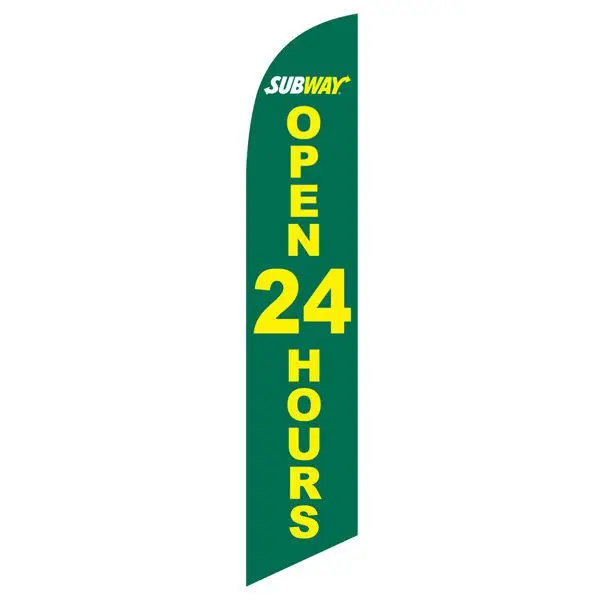 Green Subway Open 24 Hours Banner Flag