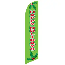 Happy Holiday Banner Flag Green
