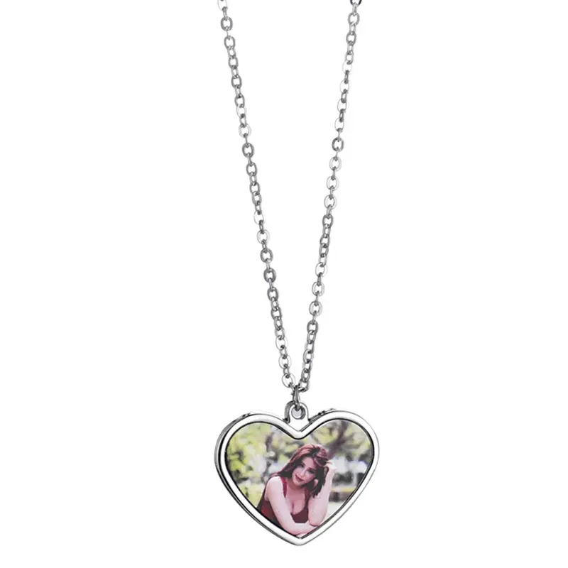 [PF-026687] Heart Metal Photo Necklace | Sublimation blanks