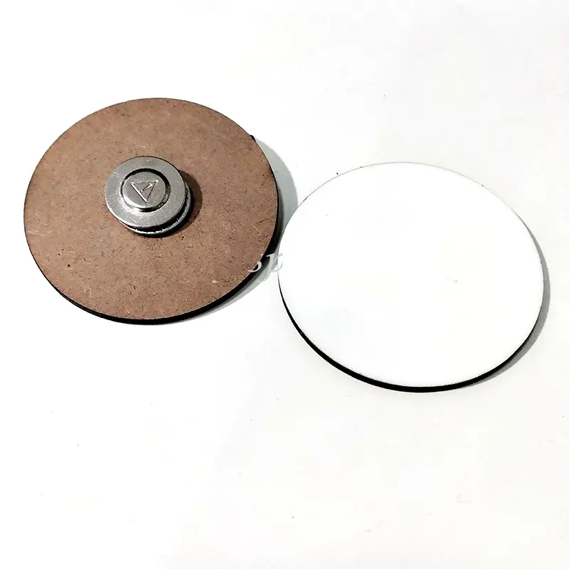 [PF-027045] Name tag badge magnetic wood circle | Sublimation blanks