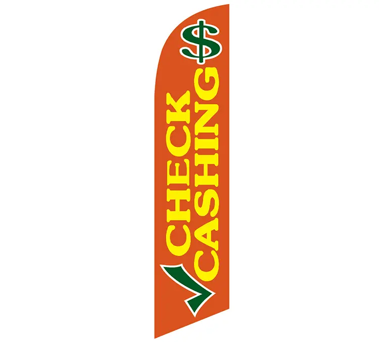[PF-027109] Orange Check Cashing Banner Flag