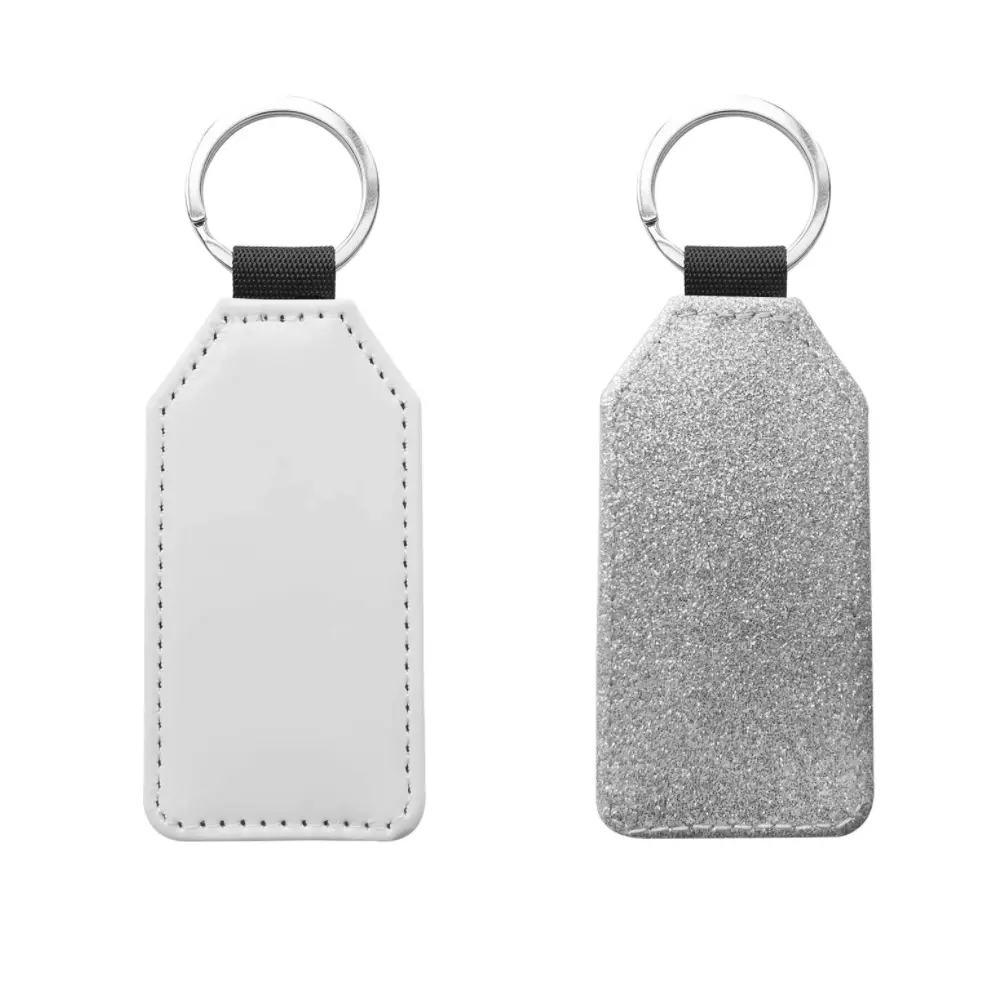 [PF-027583] Silver Glitter PU Leather Keychain tag | Sublimation Blanks