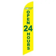 [PF-027754] Subway Open 24 Hours Banner Flag Yellow