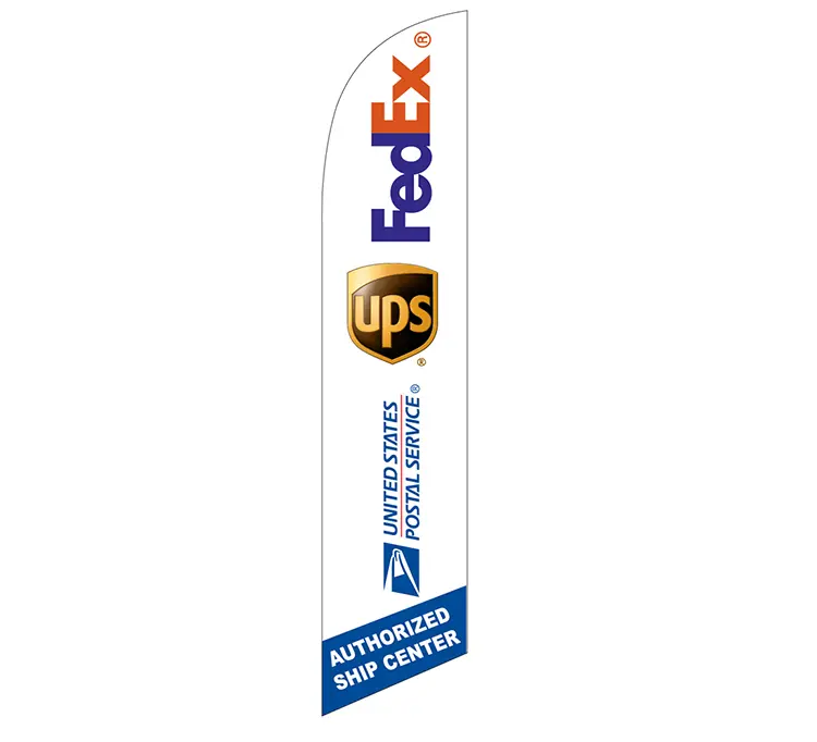 USPS, UPS & FedEx Authorized Ship Center Banner Flag