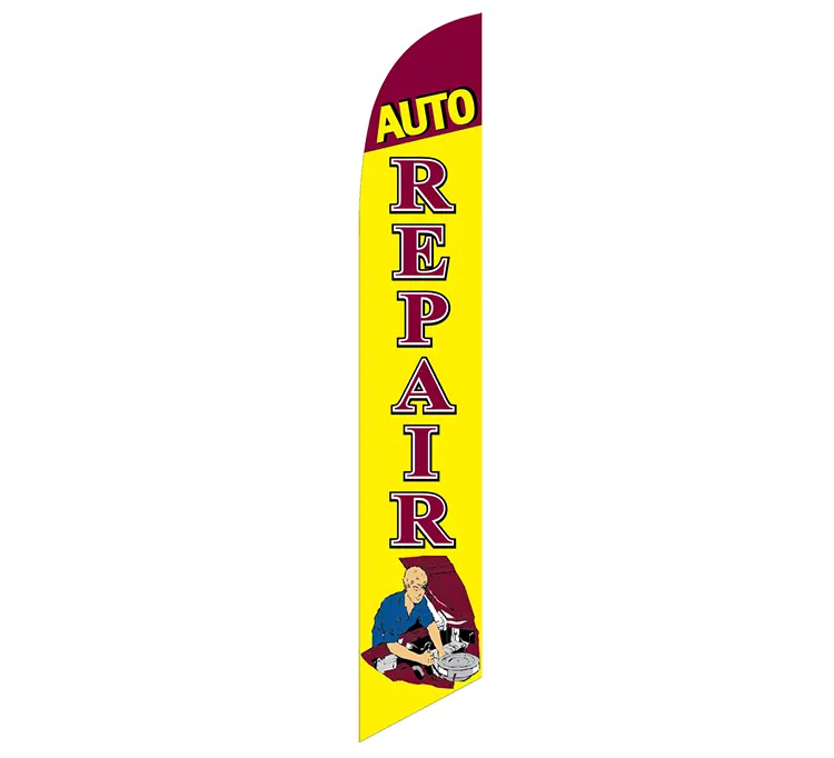 Yellow and Purple Auto Repair Banner Flag
