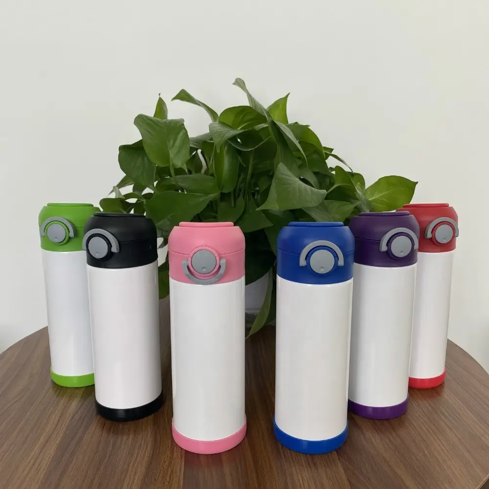 [PFV-000374] 12 oz Flip Top Sippy Lock-up Kids Tumbler | Sublimation Blank (Negro)